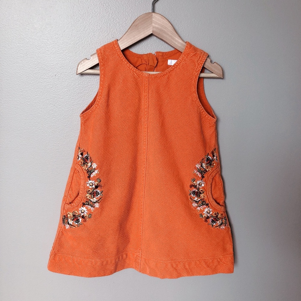 H&M 2-3 years orange cord dress with embroidery - Picture 1 of 9